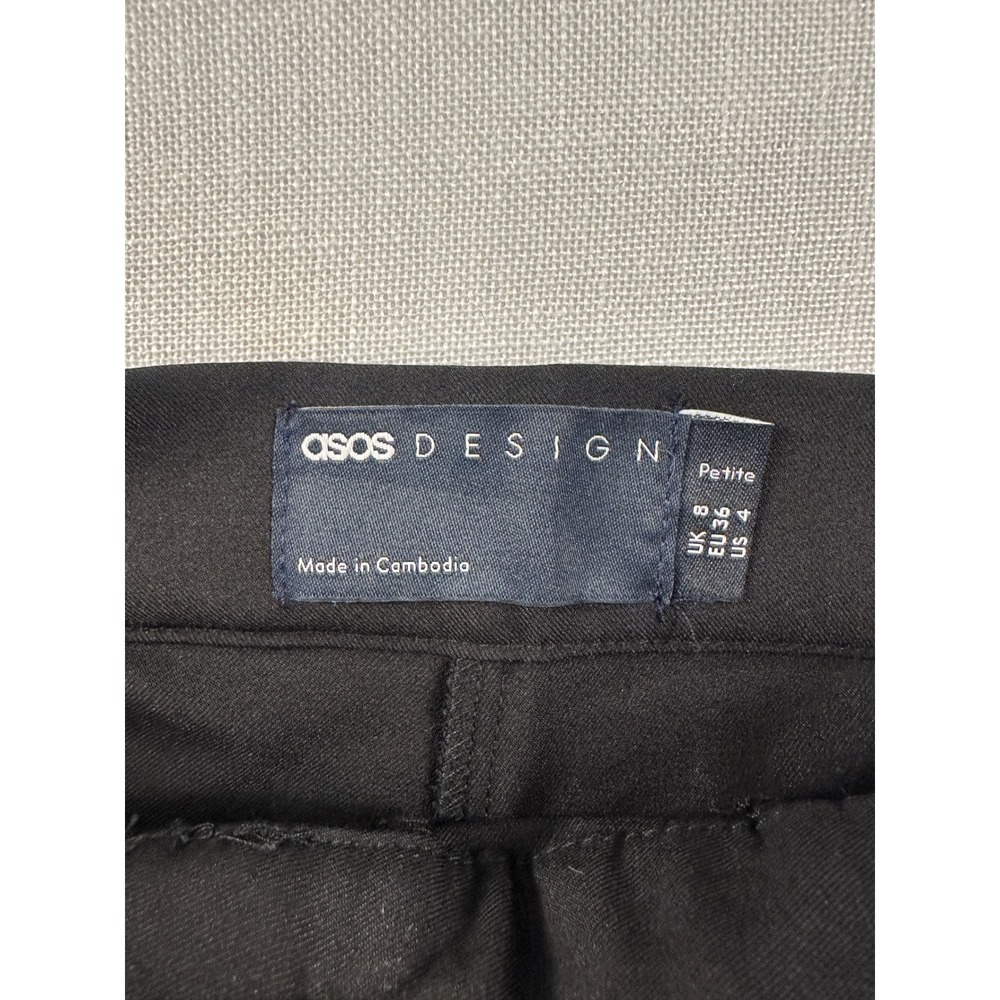 ASOS DESIGN Petite Black Wide Leg High Waisted Trousers Size US 4 137111422 - Picture 4 of 8